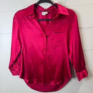 Emma Black Silk Red Elegant Women's Top Size Small